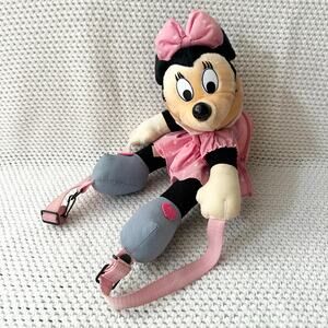 Mickey Pals Vintage 80s Minnie Mouse Plush Doll Pink Toddler Girl Backpack Bag